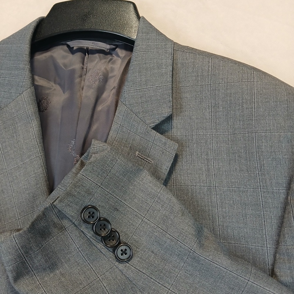 Lauren Ralph Lauren Black 48R Mens Blazer Sport Coat Plaid 23x31 Modern Stretch